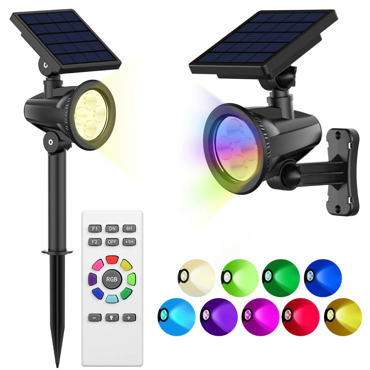 Set 2 proiectoare solare cu lumina RGB/ALB RECE/GALBENA Pessoa