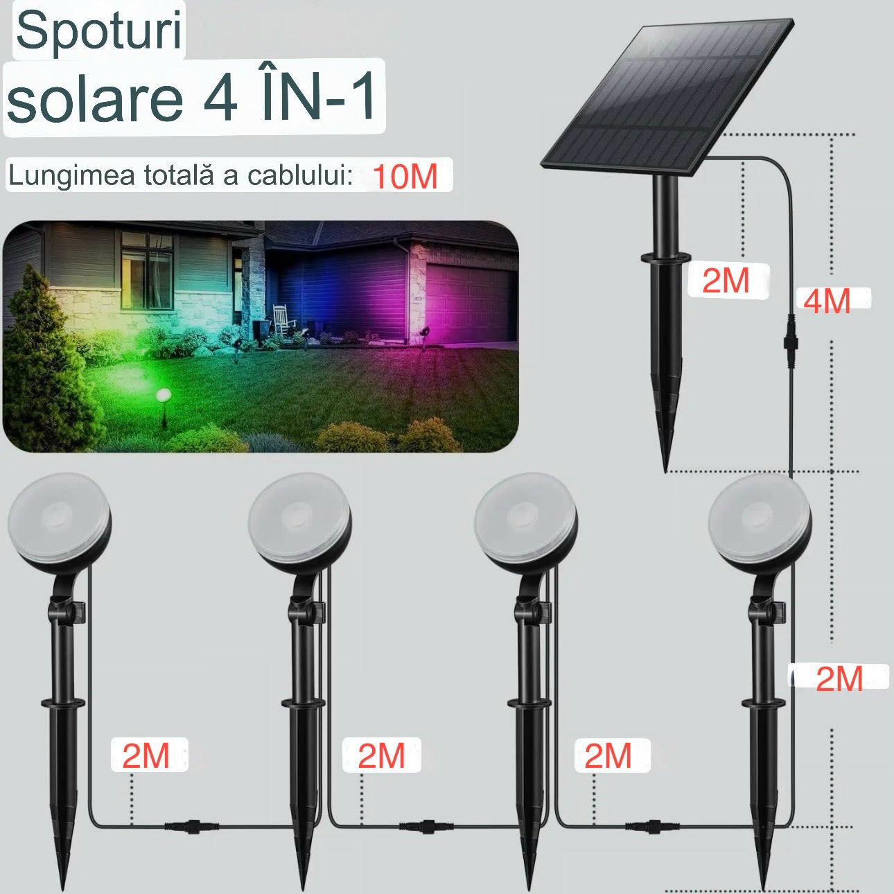 Set 4 proiectoare solare Sao Bento/RGB