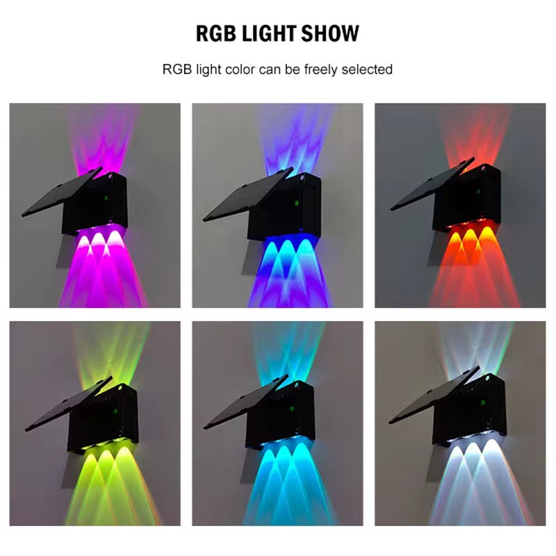 Proiector solar de perete Pilar pentru iluminat la exterior RGB