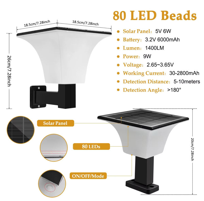 Stalp solar Cayo cu lumina alba 5500K
