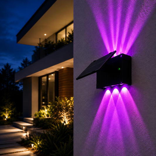 Proiector solar de perete Pilar pentru iluminat la exterior RGB