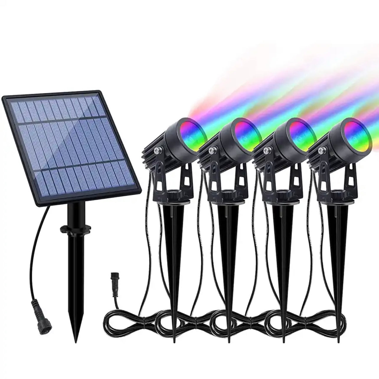 Set 4 proiectoare solare RGB Malibu